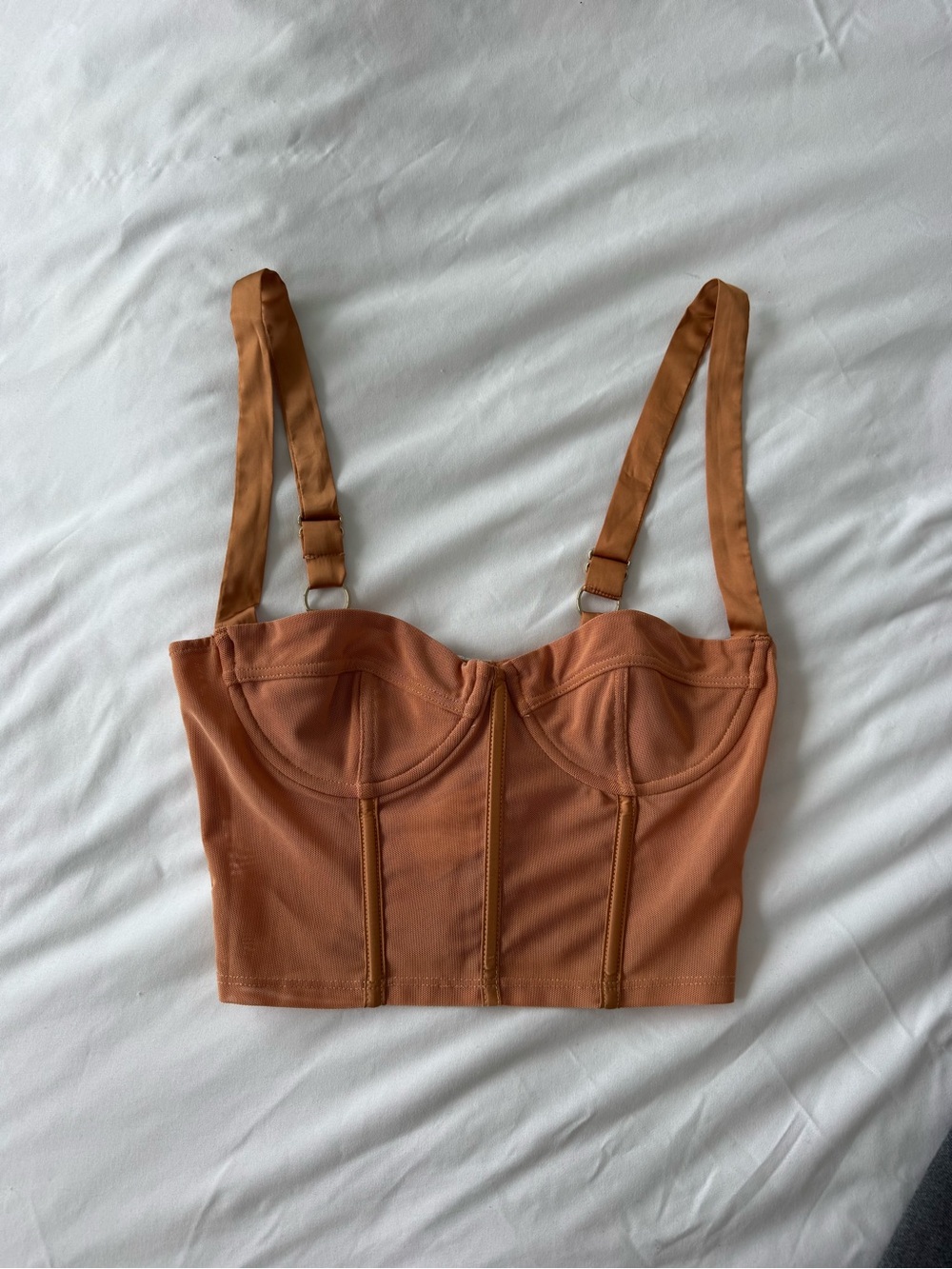 Oh Polly Rust Orange Bustier Crop Top